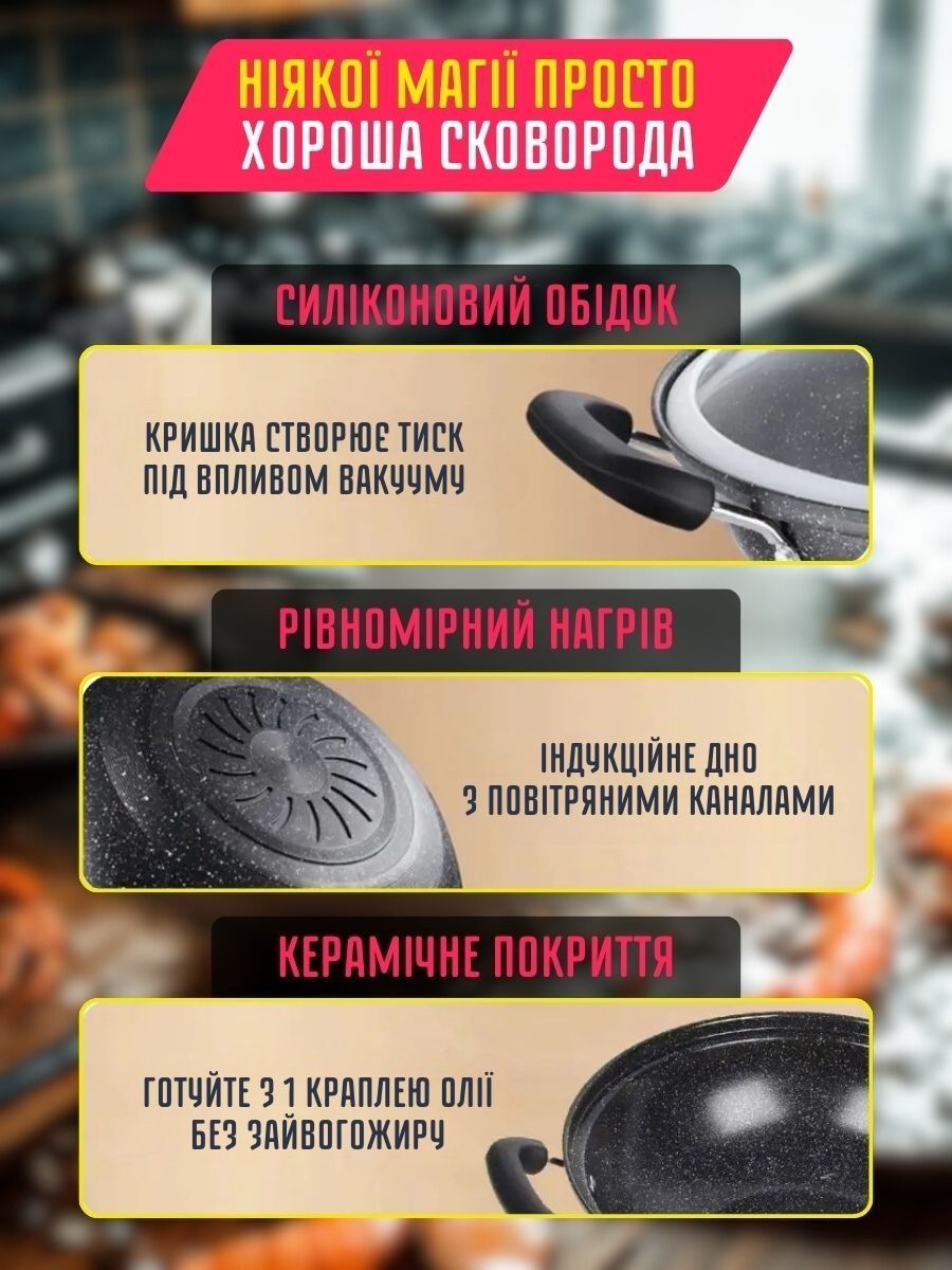Універсальний кухонний казан-вок із кришкою
